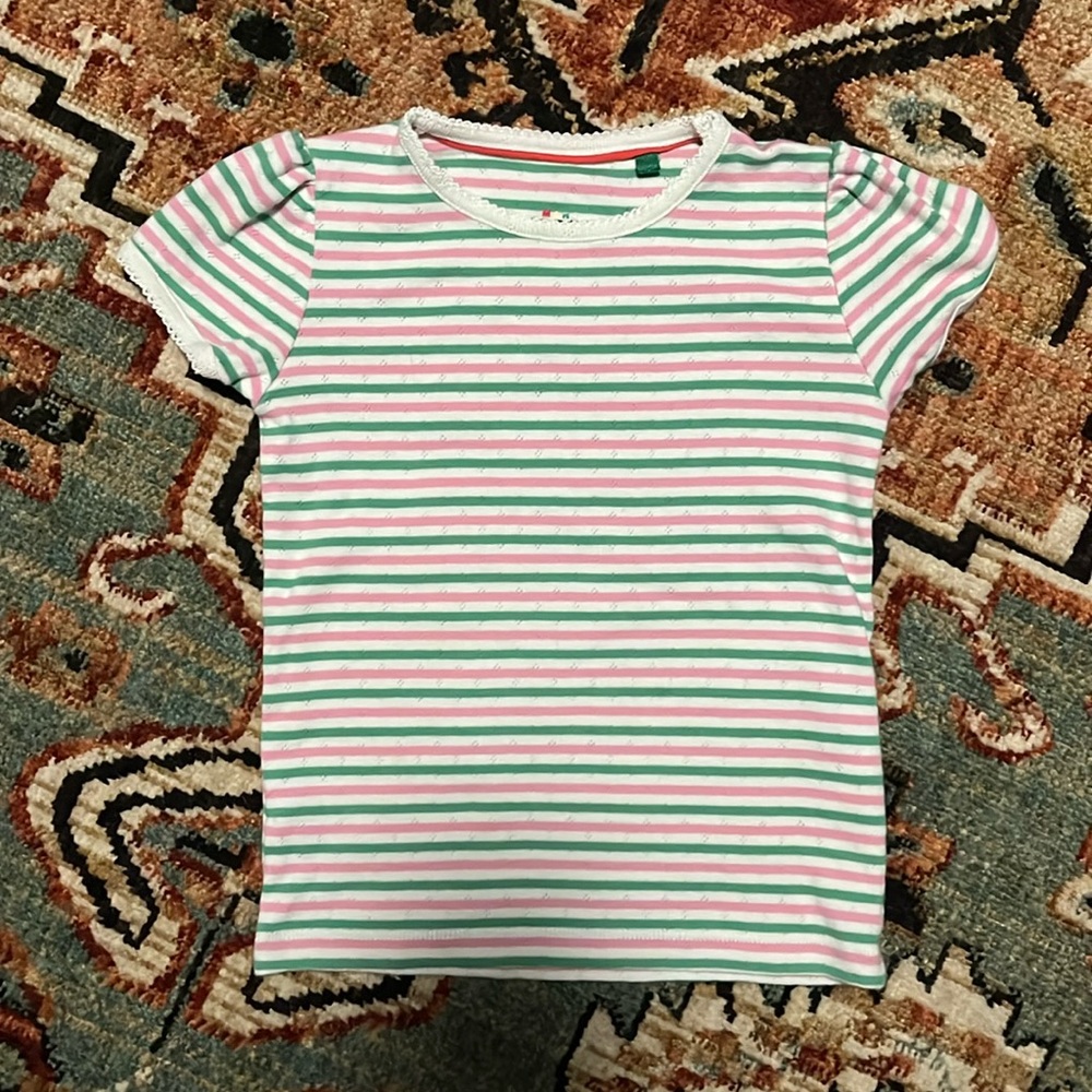 Mini Boden Short-Sleeved Pointelle Top